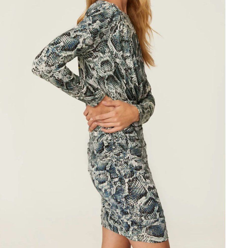 Alexia Admor Ruched Python Print Dress Size Xs - image 3